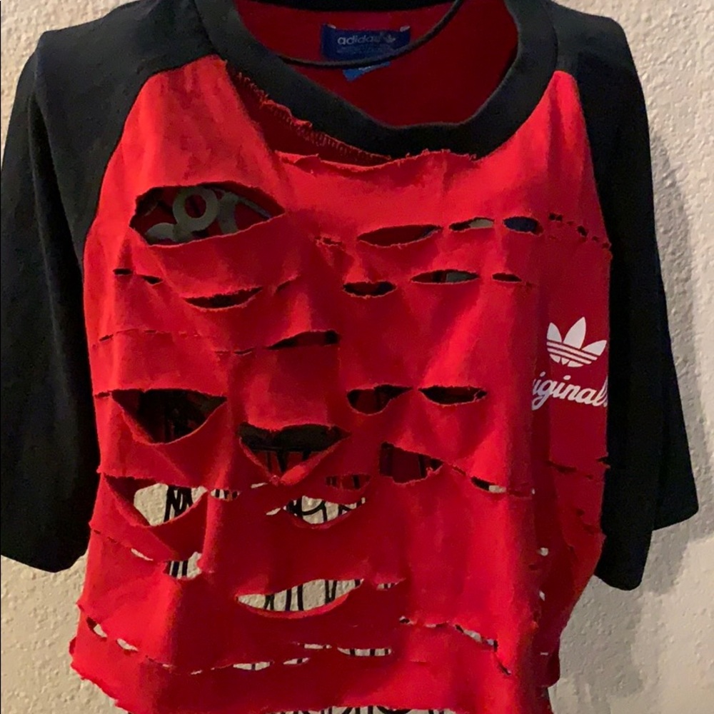 Adidas distressed tee short too